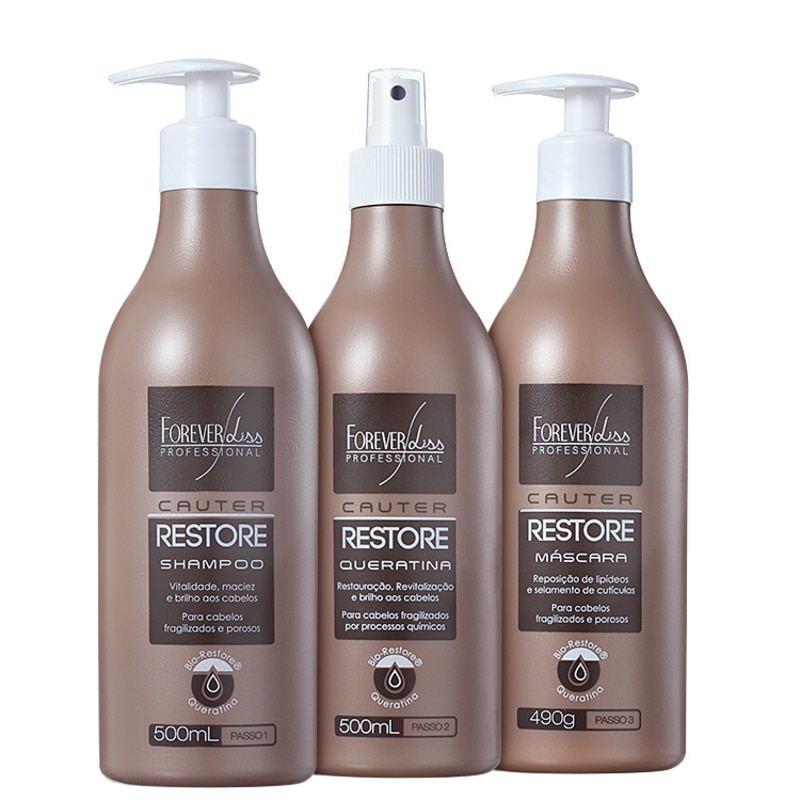 Forever Liss Professional Cauter Restore Cabelo Forte Kit (3 Produtos)