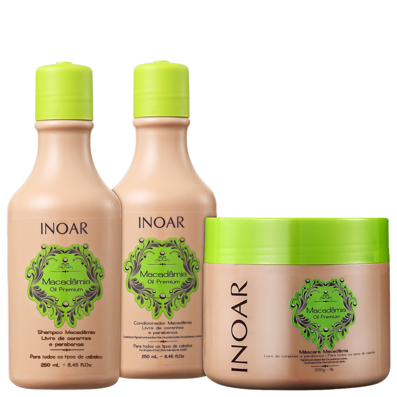 Inoar Macadâmia Oil Premium Hidratação Uso Diário Kit (3 Produtos)