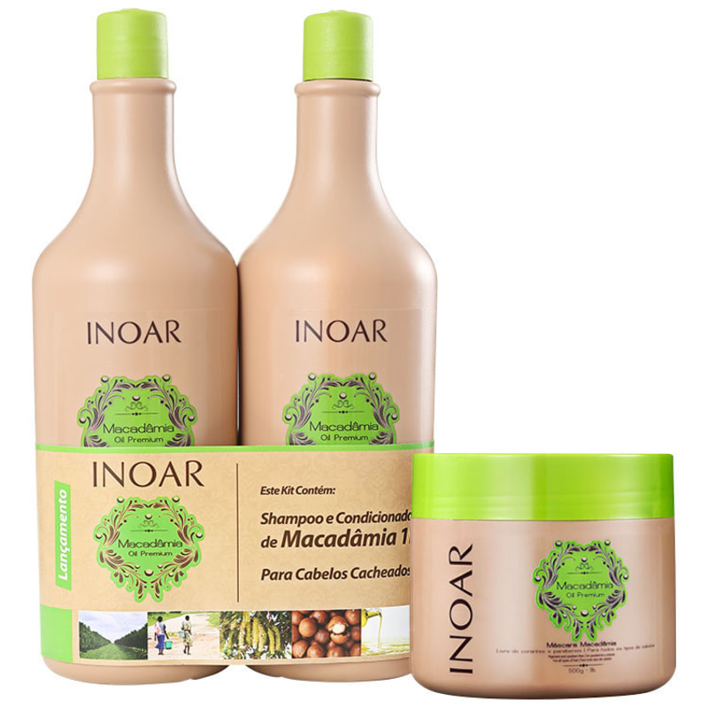 Inoar Macadâmia Oil Premium Tratamento Cabelo Bem Cuidado Kit (3 Produtos)