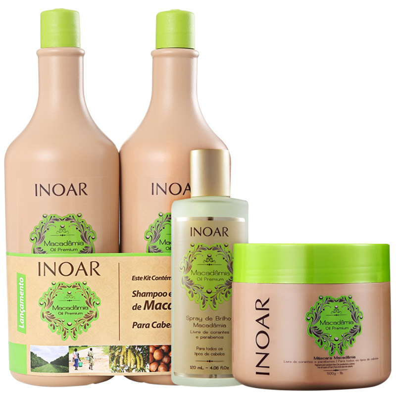 Inoar Macadâmia Oil Premium Tratamento Maciez e Brilho Kit (4 Produtos)
