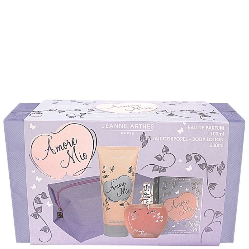 Conjunto Amore Mio Jeanne Arthes Feminino - Eau de Parfum 100ml + Loção Corporal 100ml + Nécessaire