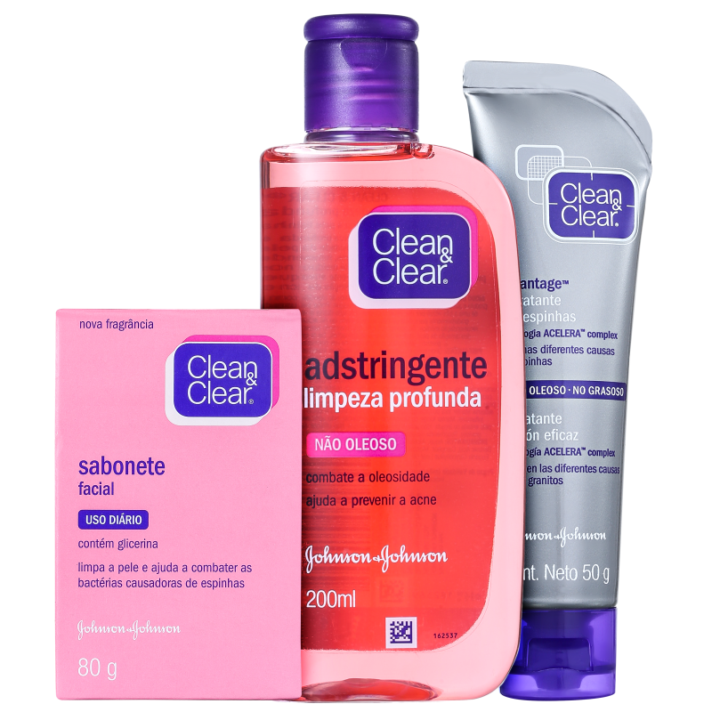 Kit Clean & Clear Cuidado Diário Antiespinhas (3 produtos)