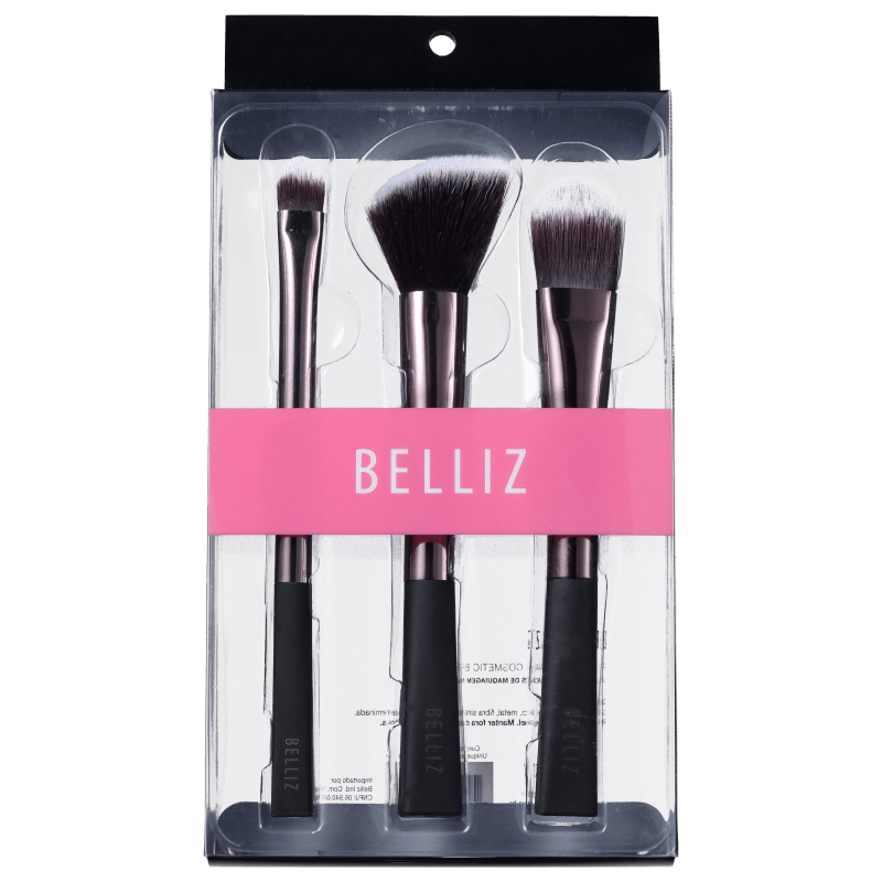 Kit de Pincéis Belliz Unique Preto e Cobre (3 produtos)