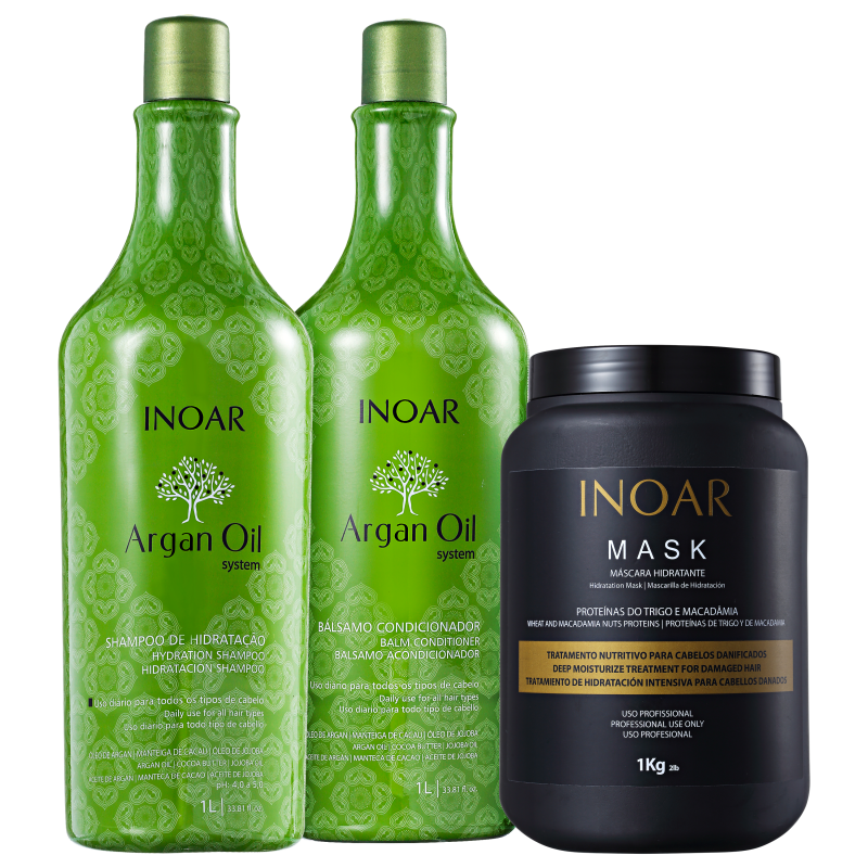Kit Inoar Argan Oil Tratamento Profissional (3 produtos)