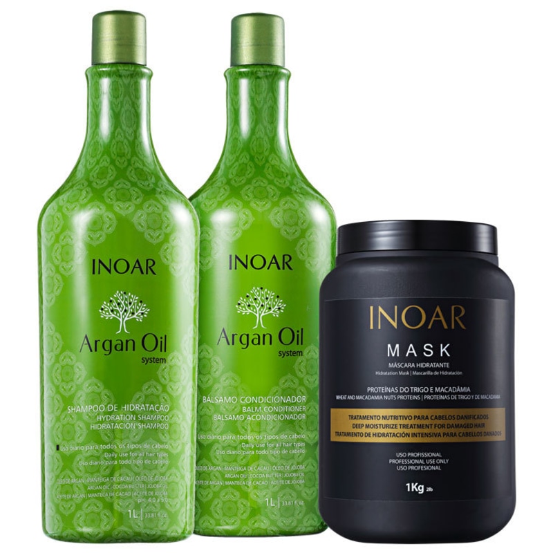 Kit Inoar Argan Oil Tratamento Profissional (3 produtos)