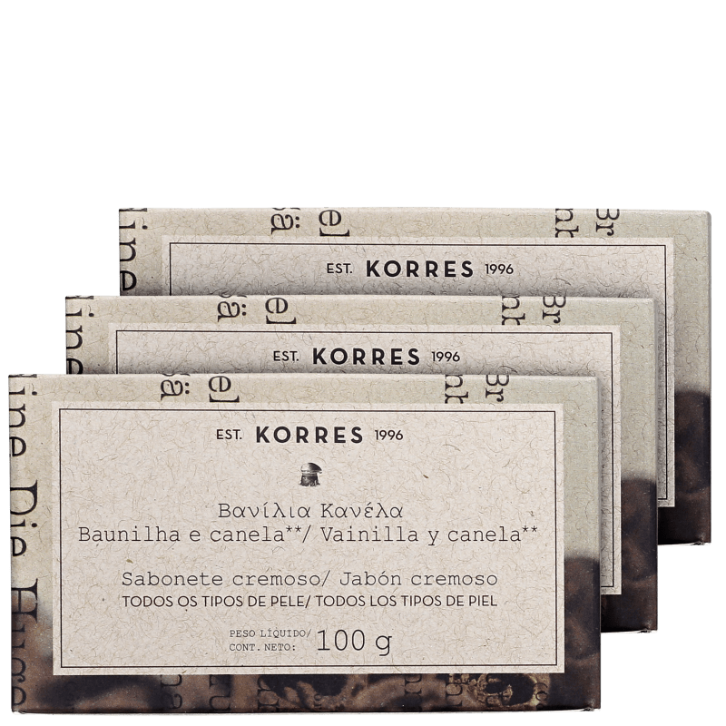 Kit Korres Baunilha e Canela - Sabonetes em Barra 3x100g