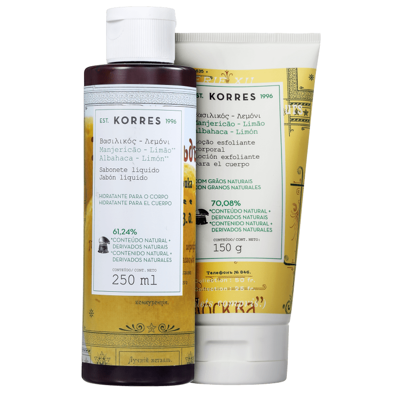 Kit Korres Manjericão-Limão Corpo e Banho (2 produtos)