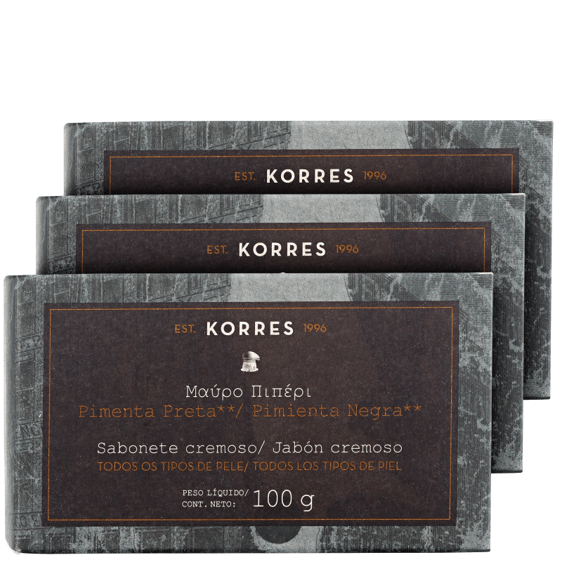 Kit Korres Pimenta Preta - Sabonetes em Barra 3x100g
