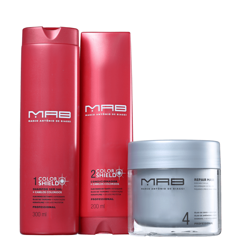 Kit MAB Marco Antônio de Biaggi Color Shield Cor e Reparação (3 Produtos)