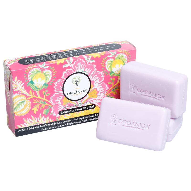 Kit Orgânica Framboesa e Orquídea - Sabonetes em Barra 3x90g