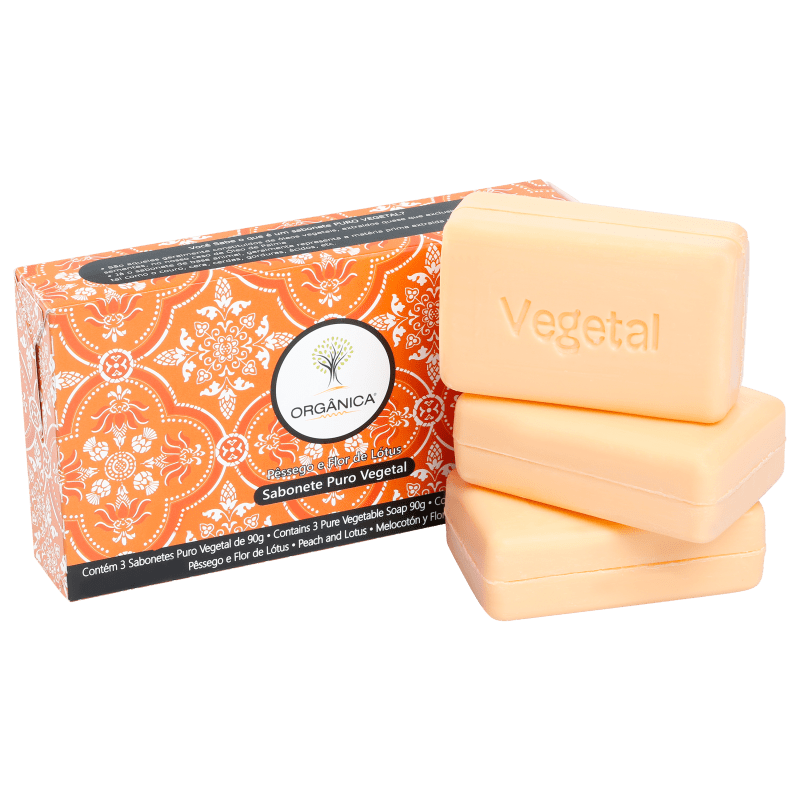 Kit Orgânica Pêssego e Flor de Lótus - Sabonetes em Barra 3x90g