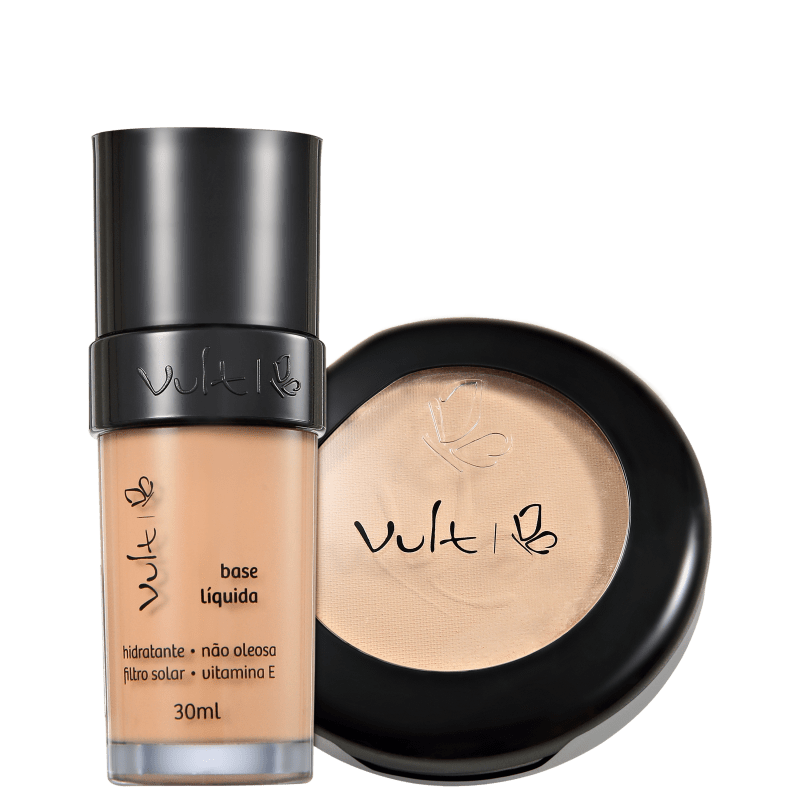 Kit Vult Make Up Base Pó 02 Bege Rosa (2 produtos)