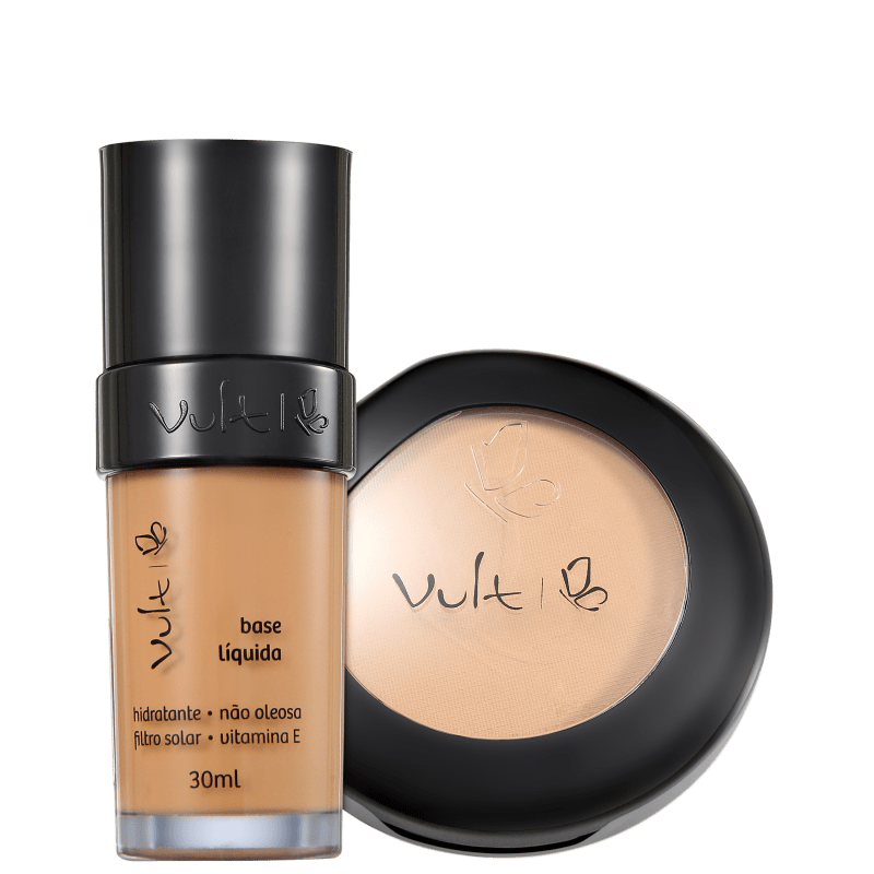 Kit Vult Make Up Base Pó 04 Bege Marrom (2 produtos)