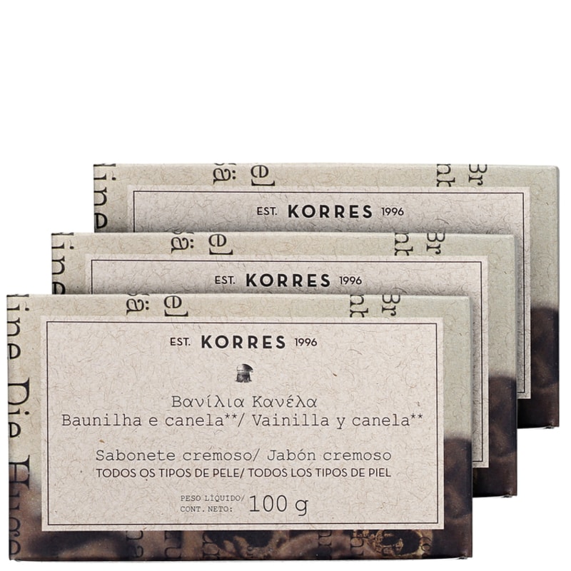 Kit Korres Baunilha e Canela - Sabonetes em Barra 3x100g