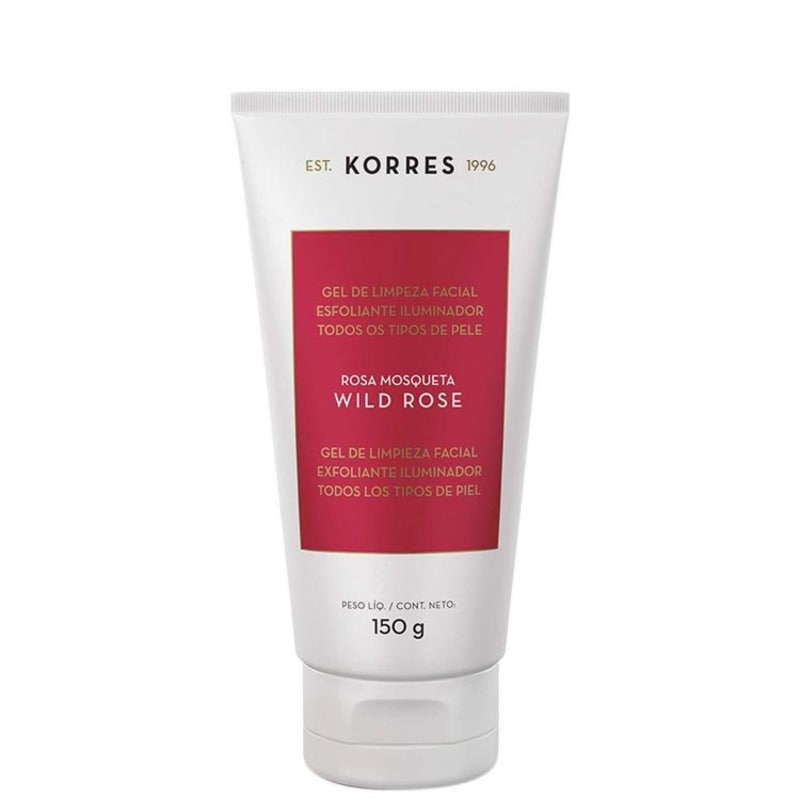 Korres Wild Rose - Gel de Limpeza Facial Esfoliante e Iluminador 150g