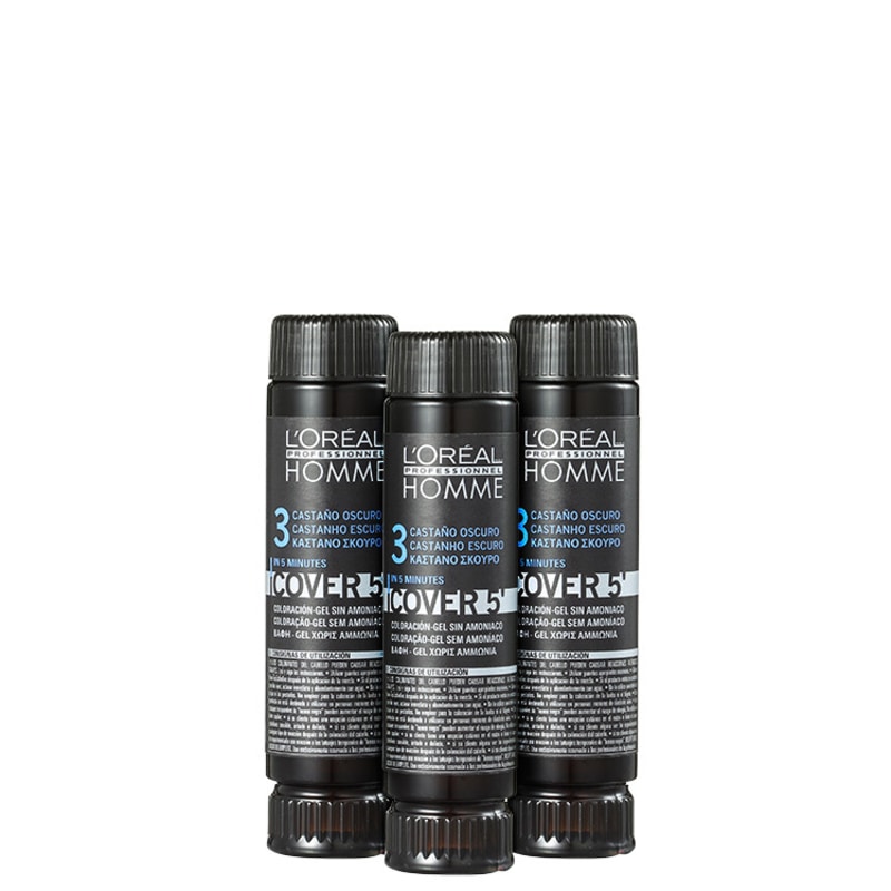 L'Oréal Professionnel Homme Cover 5 Castanho Escuro 3 - Coloração 3x50ml