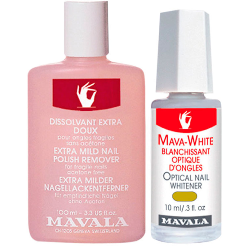 Kit Mavala Mava White & Pink Nail Polish - Clareador 10ml + Removedor 100ml