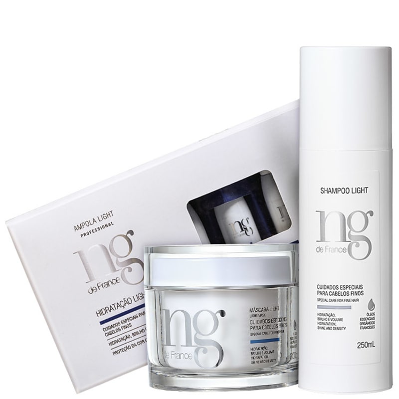 NG de France Light Hidratação Para Cabelos Finos Kit (3 Produtos)