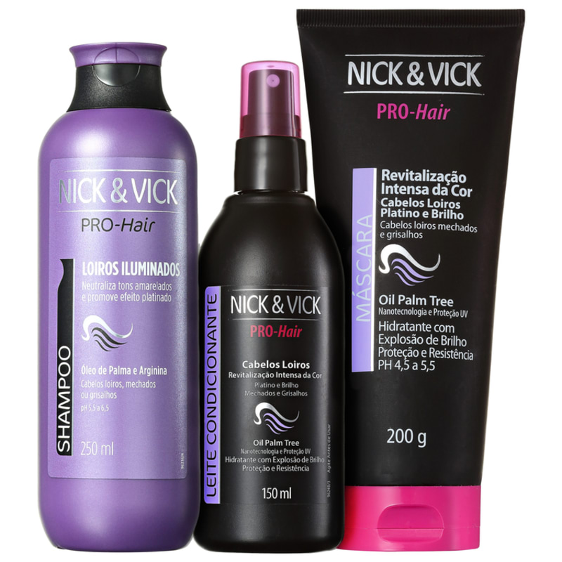 Nick & Vick PRO-Hair Revitalização Intensa Loiro Platinado Kit (3 Produtos)