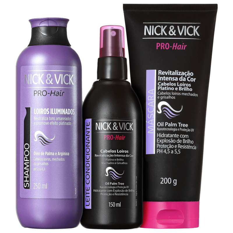 Nick & Vick PRO-Hair Revitalização Intensa Loiro Platinado Kit (3 Produtos)