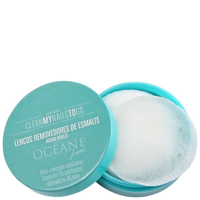 Océane Femme Clean My Nails To Go Acqua Breeze - Lenço Removedor de Esmalte (25 unidades)