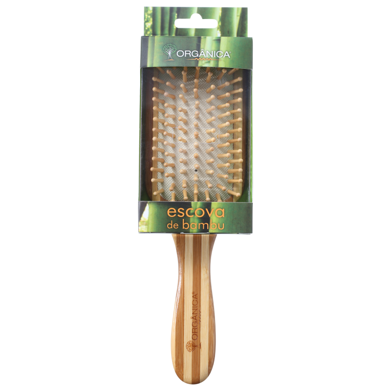 Orgânica Bambu Quadrada - Escova de Cabelo