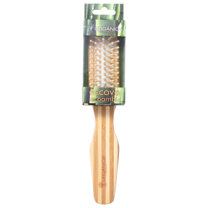 Orgânica Bambu Retangular - Escova de Cabelo
