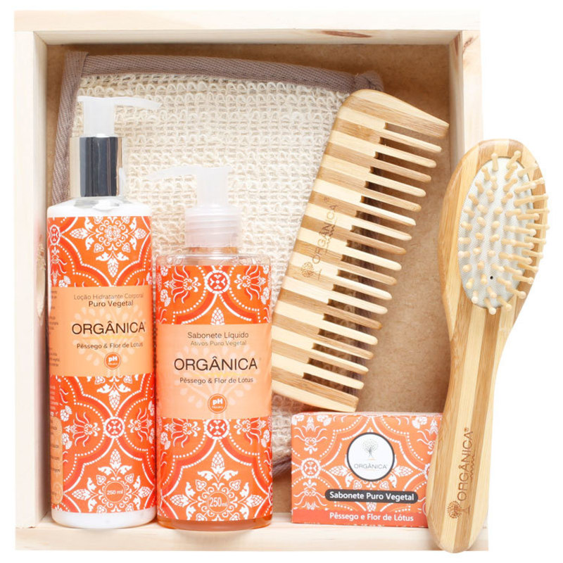 Kit Banho Orgânica Natural Pêssego & Flor de Lótus (6 produtos)