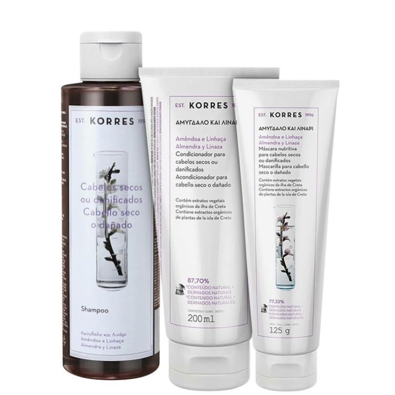 Korres Amêndoa e Linhaça - Care Kit (3 Produtos)
