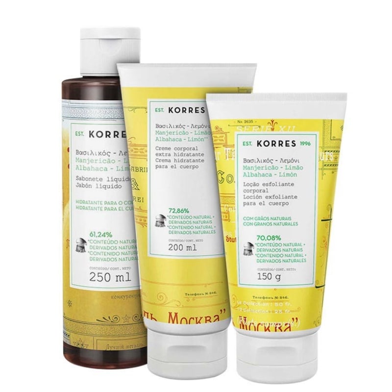 Kit Korres Manjericão-Limão Triplo (3 produtos)