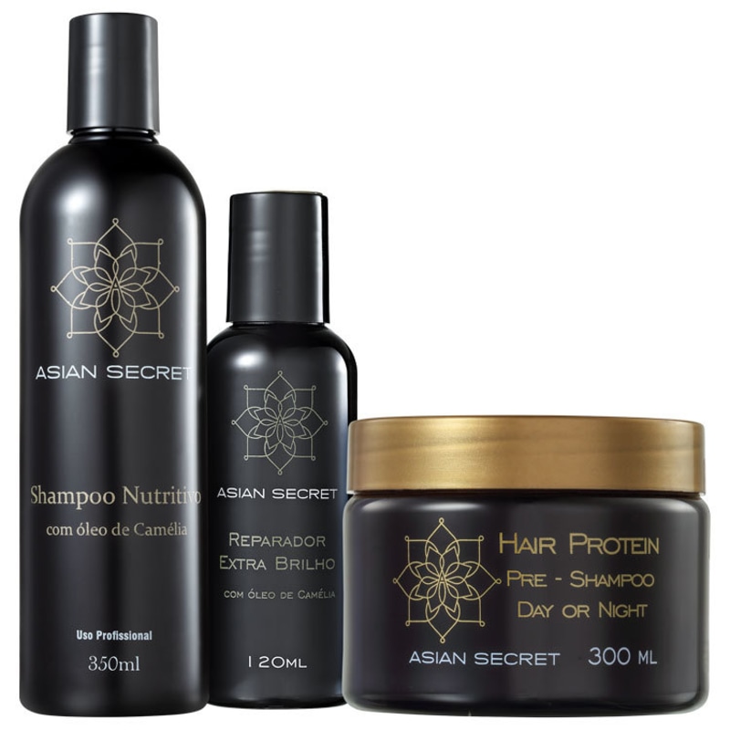 Asian Secret Hair Protein Nutritivo Extra Brilho Kit (3 Produtos)