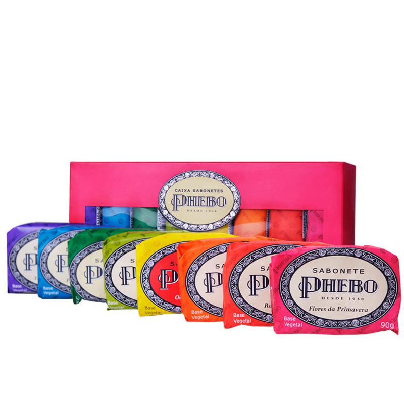 Kit Phebo Tradicional Caixa Rosa - Sabonetes em Barra 8x90g