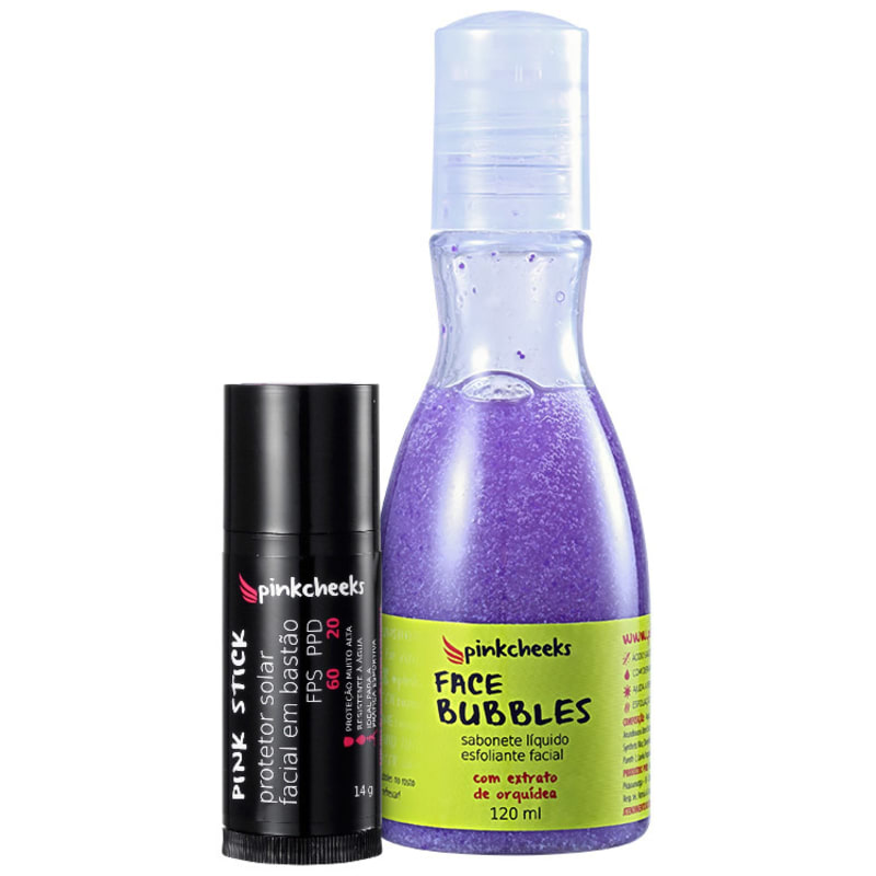 Pink Cheeks Face Bubbles Stick Pele Protegida Kit (2 Produtos)