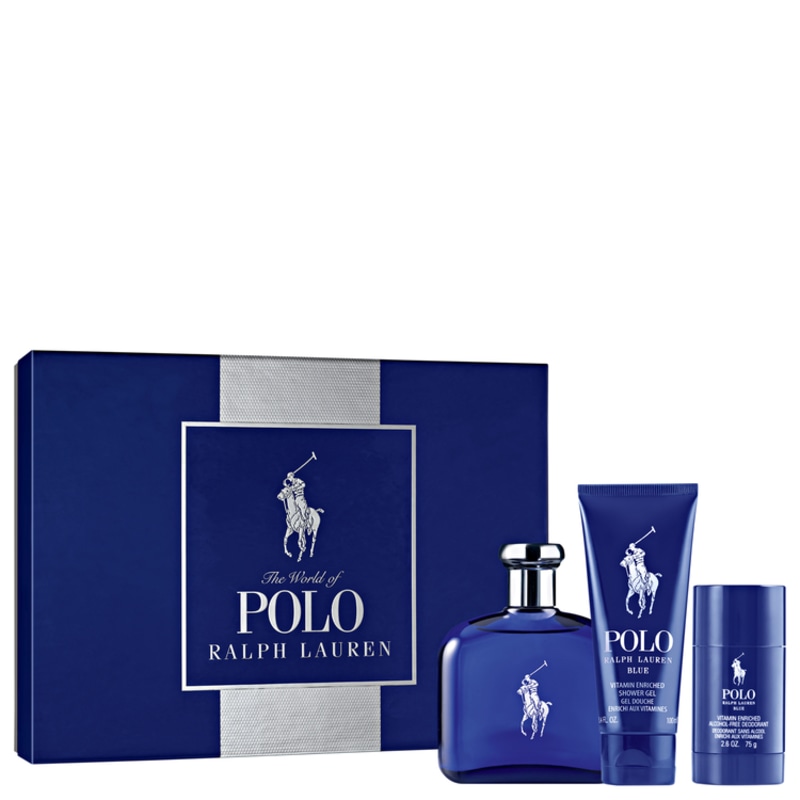 Conjunto Polo Blue Ralph Lauren Masculino - Eau de Toilette 125ml + Gel de Banho 100ml + Desodorante 75ml