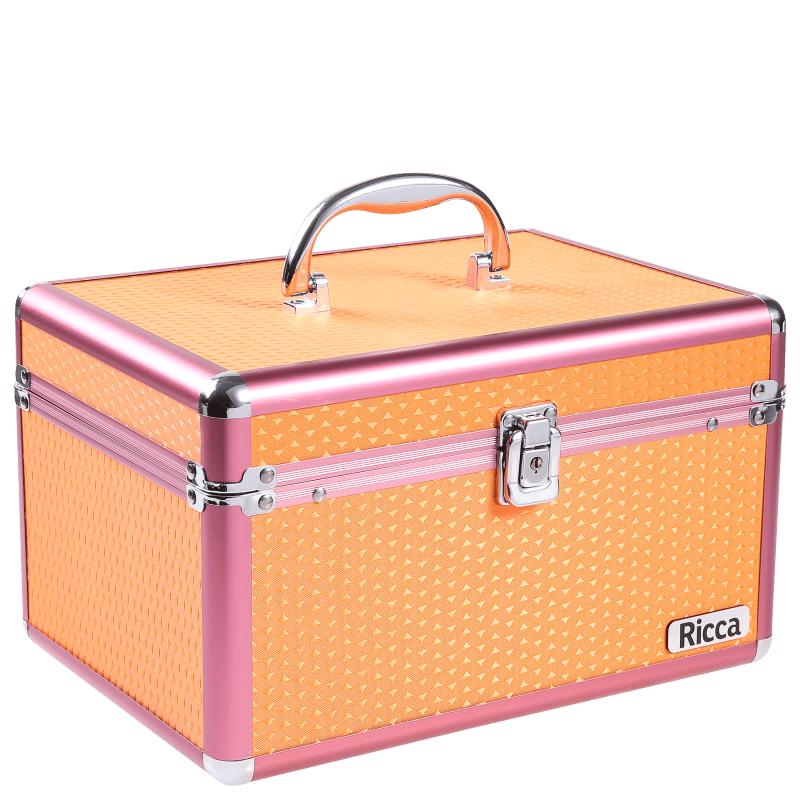 Ricca Alumínio Laranja e Rosa - Maleta de Maquiagem