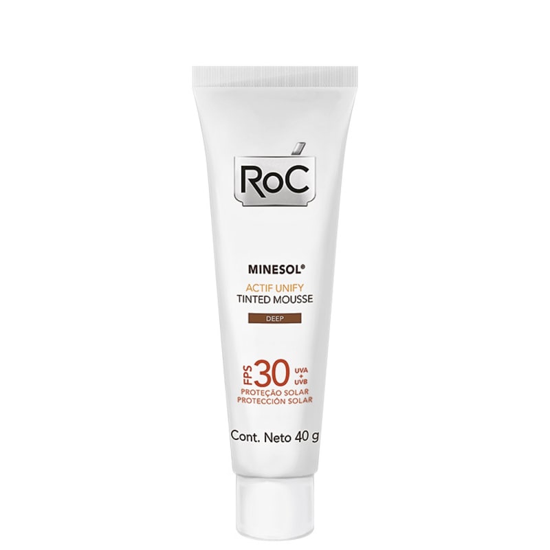 RoC Minesol Actif Unify Tinted Mousse Deep FPS 30 - Protetor Solar Facial 40g