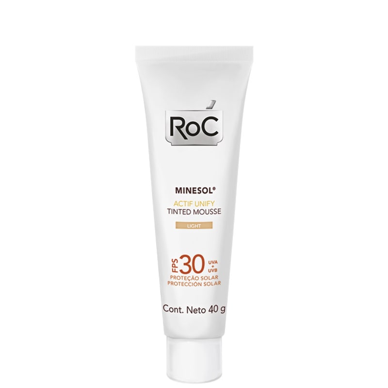 RoC Minesol Actif Unify Tinted Mousse Light FPS 30 - Protetor Solar Facial em Mousse 40g