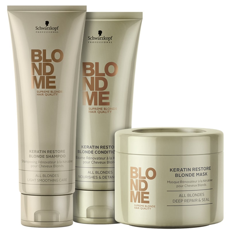 Schwarzkopf Professional BlondMe Keratin Restore All Blondes Trio Kit (3 Produtos)