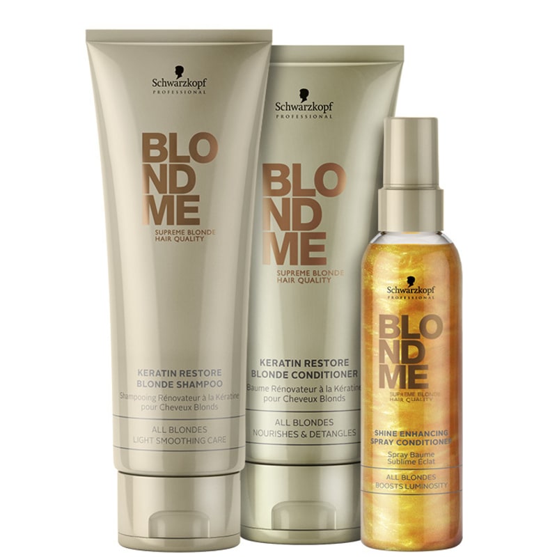 Schwarzkopf Professional Blondme Keratin Shine Kit (3 Produtos)