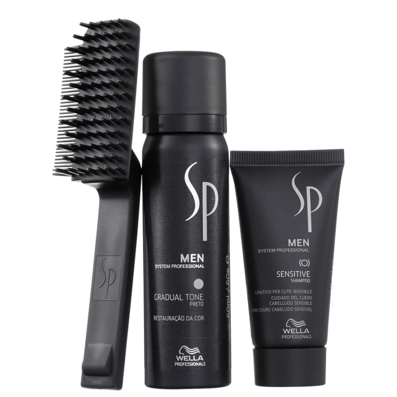 SP System Professional Men Gradual Tone Black Kit (2 Produtos + Escova Aplicadora)