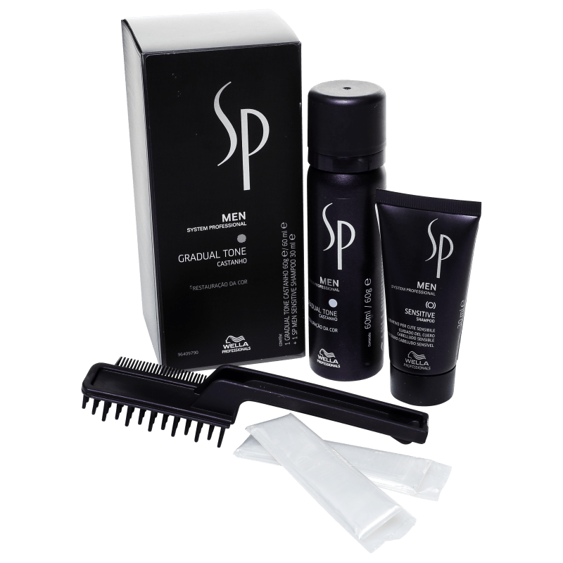 SP System Professional Men Gradual Tone Brown Kit (2 Produtos + Escova Aplicadora)