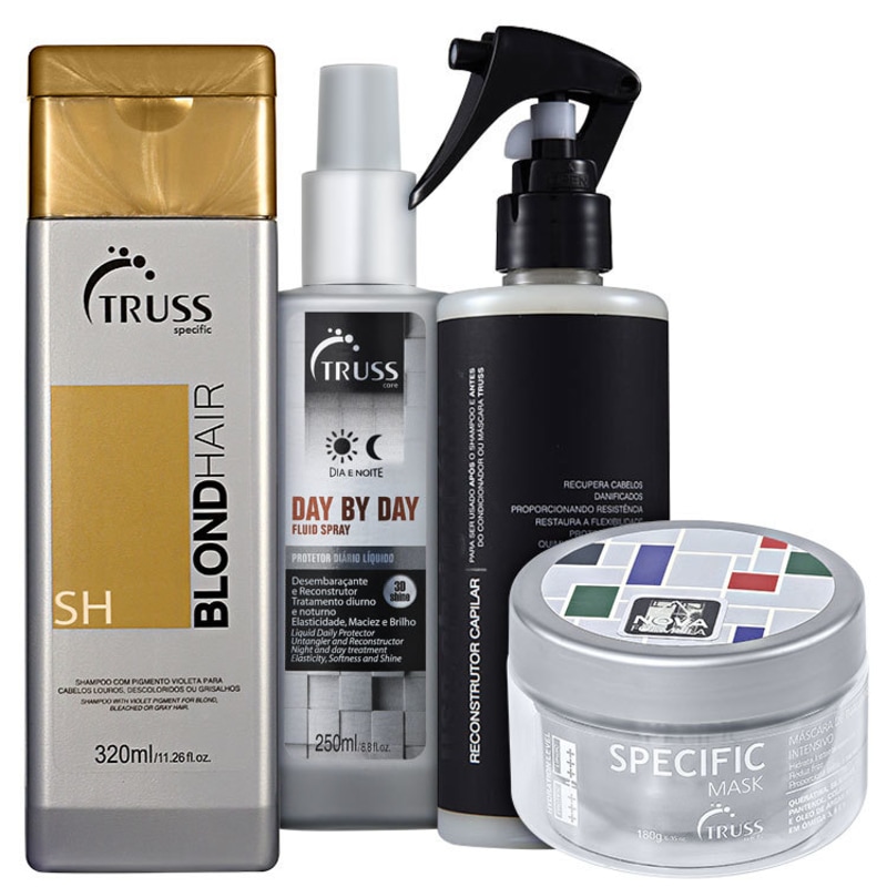 Truss Escova Reconstrução e Maciez Cabelos Loiros Kit (4 Produtos)