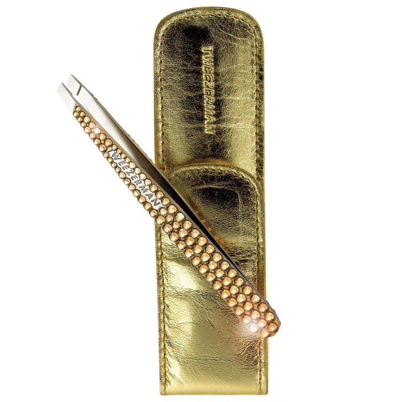 Tweezerman Slant Swarovski - Pinça Dourada