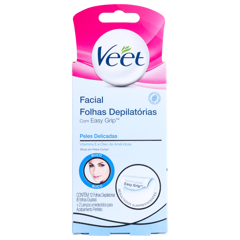 Veet Peles Delicadas - Folhas de Cera Facial (12 unidades)