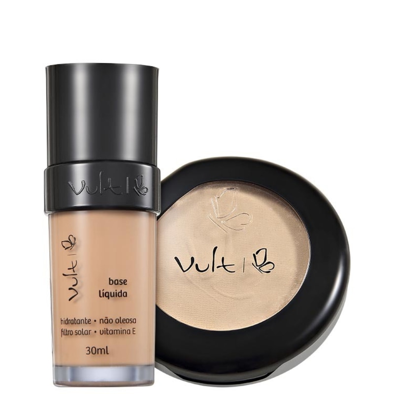 Kit Vult Make Up Base Pó 02 Bege Rosa (2 produtos)