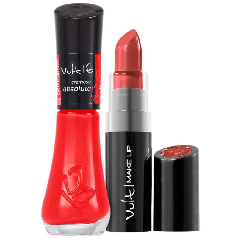 Kit Vult Make Up Batom Esmalte Absoluta Red (2 produtos)