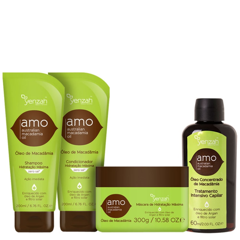 Yenzah Amo Australian Macadamia Oil Full Kit (4 Produtos)