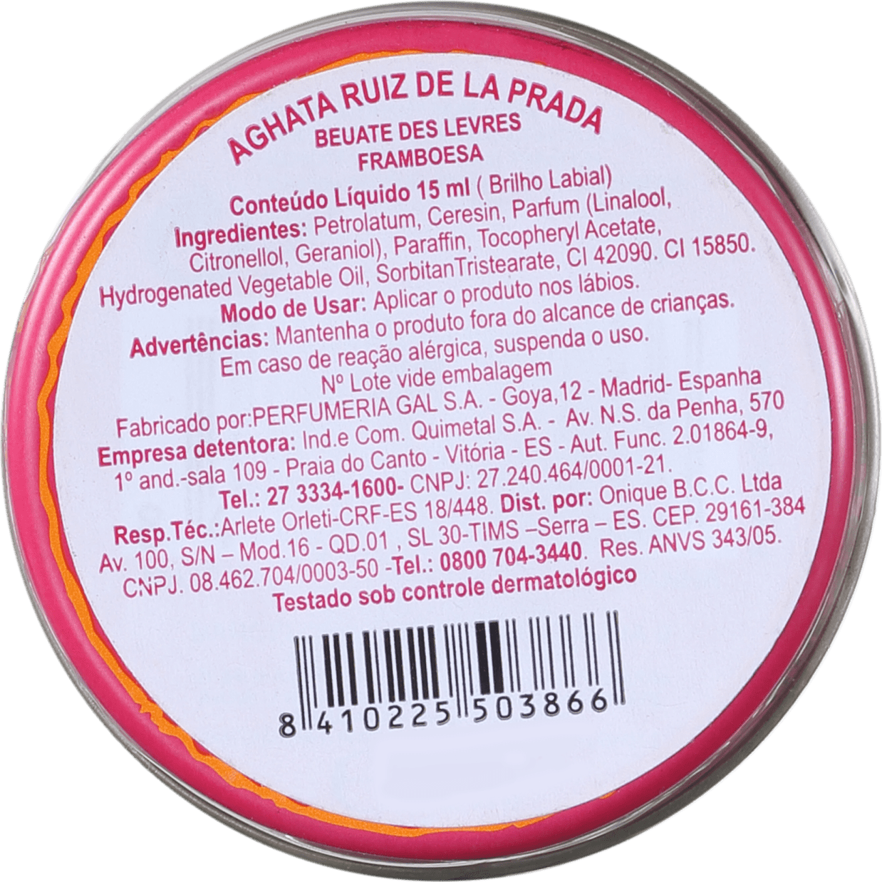 Agatha Ruiz de La Prada Beauté Des Lèvres Frambuesa - Brilho Labial 15ml