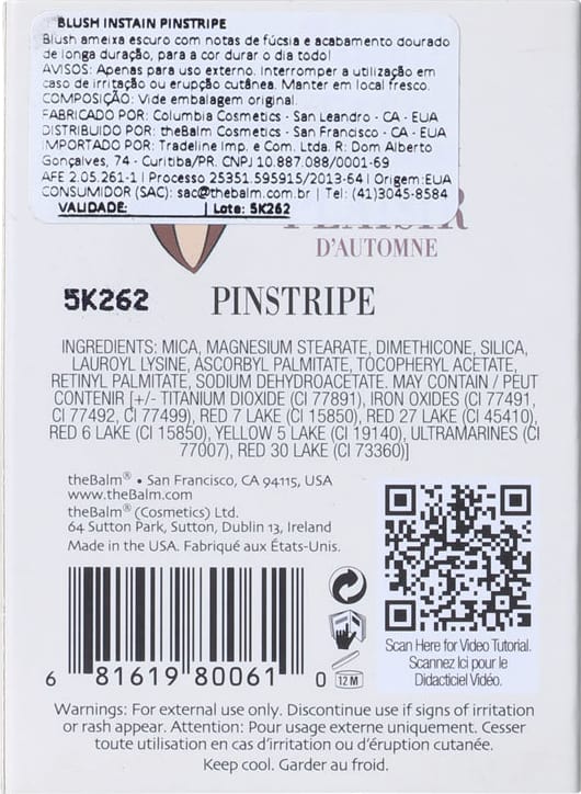 the Balm Instain Pinstripe (Plum) - Blush Luminoso 5,5g