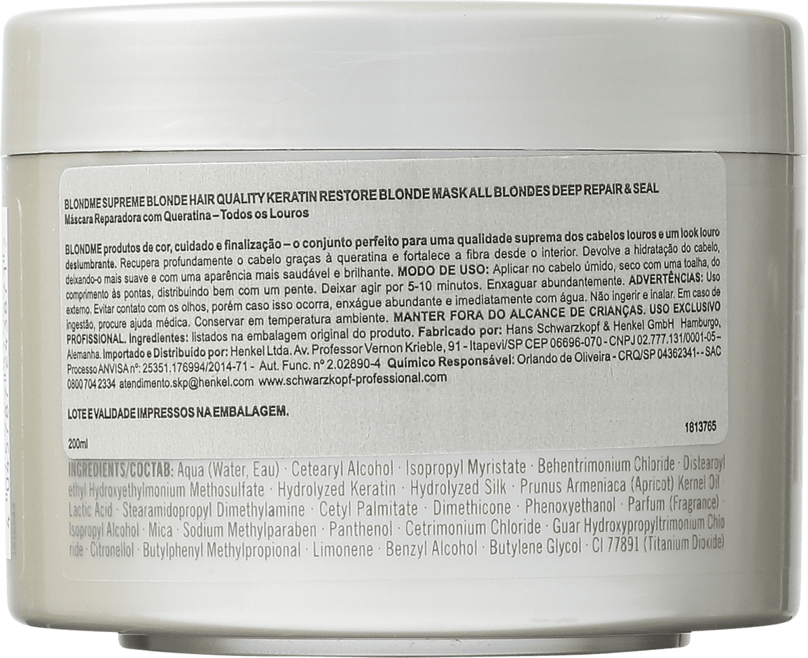Schwarzkopf Professional BlondMe Keratin Restore - Máscara de Reconstrução 200ml